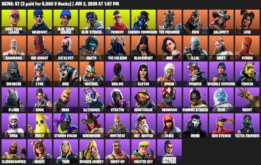 [PC/XBOX] | 57 skins | OG STW | Rose Team Leader | Warpaint | Blue Team Leader | Blue Striker | Prodigy | Carbon Commando | The Prisoner | Ruin | Full Access