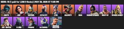 [PC/PSN] | 15 skins | Zenith | Rox | Sentinel | Catalyst | Lynx | Calamity | Vega | Summit Striker | Giddy-up | Bunker Jonesy | Sgt. Winter | X-Lord | Full Access
