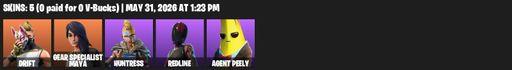 [PC/PSN/XBOX] | 5 skins | Drift | Gear Specialist Maya | Huntress | Redline | Agent Peely | Rift Edge | The Destroyer's Destroyer | Balloon Axe | Full Access