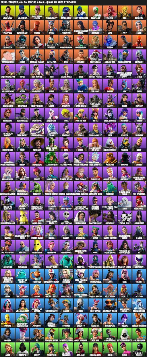 [PC/PSN/XBOX] | 240 skins | Leviathan Axe | OG STW | Travis Scott | John Wick | Warpaint | Rose Team Leader | Astro Jack | Point Patroller | Backlash | Full Access