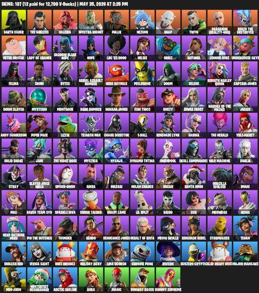 [PC/XBOX] | 107 skins | Darth Vader | The Ageless | Valeria | Spectra Knight | Malik | Nezumi | Snap | Twyn | Paradigm (Reality-659) | Full Access