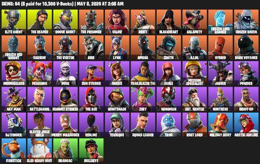 [PC/XBOX] | 54 skins | Take The L | The Reaper | Elite Agent | Omega | Rogue Agent | The Prisoner | Valor | Drift | Blackheart | Calamity | Full Access
