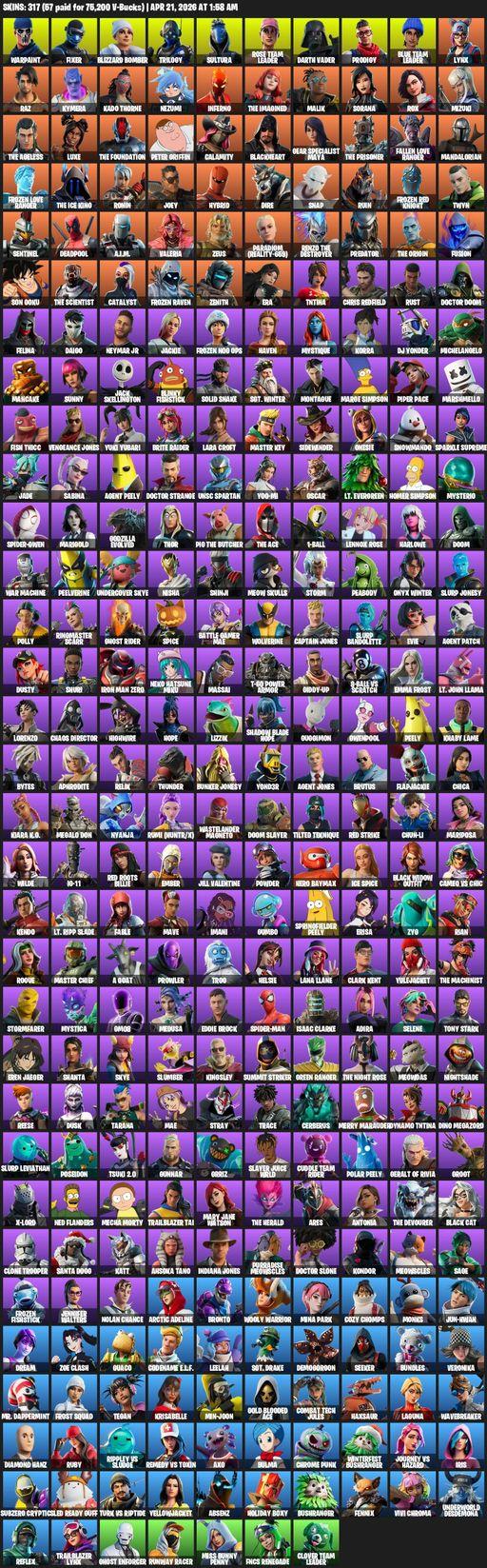 [PC/XBOX] | 317 skins | OG STW | Lara Croft | Warpaint | Fixer | Blizzard Bomber | Trilogy | Sultura | Rose Team Leader | Darth Vader | Prodigy | Full Access