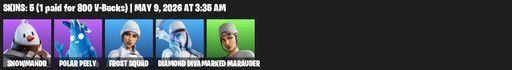 [PC/PSN/XBOX] | 5 skins | 800 V-bucks | Snowmando | Polar Peely | Frost Squad | Diamond Diva | Marked Marauder | Octane Whomper | Full Access