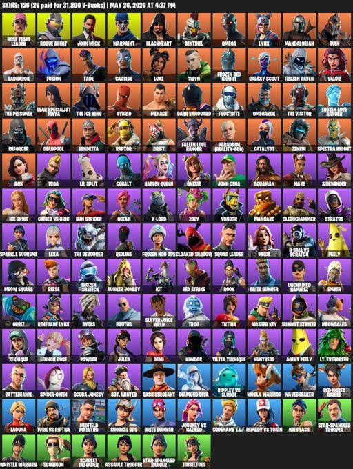[PC] | 126 skins | OG STW | Omega | Rose Team Leader | Rogue Agent | John Wick | Warpaint | Blackheart | Sentinel | Lynx | Mandalorian | Ruin | Full Access