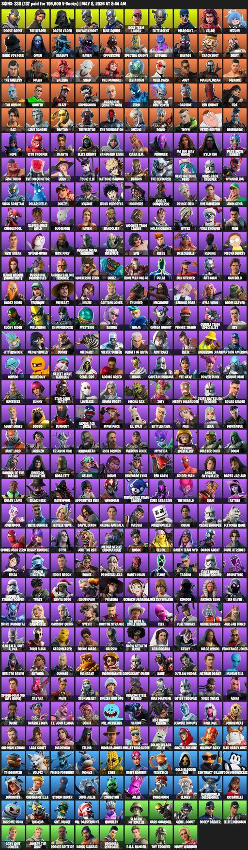 [PC/PSN] | 338 skins | Take The L | OG STW | Royale Knight | The Reaper | Elite Agent | Blue Squire | Lara Croft | Rogue Agent | Darth Vader | Full Access