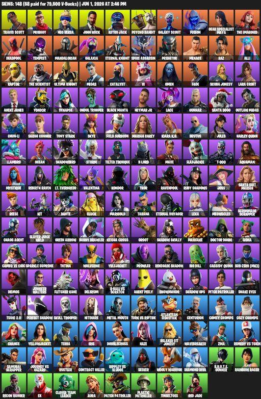 [PC] | 148 skins | Travis Scott | Lara Croft | Prodigy | Neo Versa | John Wick | Astro Jack | Psycho Bandit | Galaxy Scout | Fusion | Full Access
