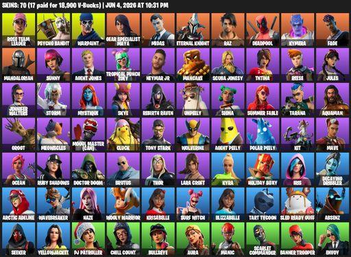 [PC/PSN] | 70 skins | 750 V-bucks | OG STW | Lara Croft | Rose Team Leader | Psycho Bandit | Warpaint | Gear Specialist Maya | Midas | Eternal Knight | Full Access