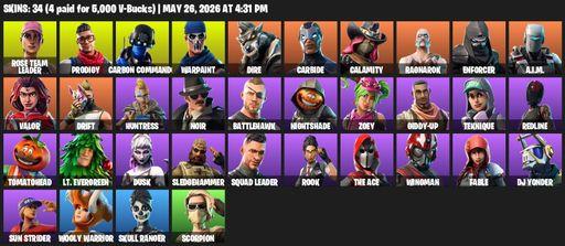 [PC/PSN/XBOX] | 34 skins | OG STW | Rose Team Leader | Prodigy | Carbon Commando | Warpaint | Dire | Carbide | Calamity | Ragnarok | Enforcer | A.I.M. | Full Access
