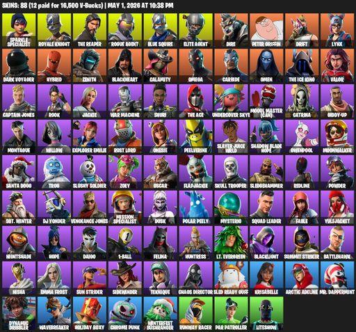 [PC/PSN/XBOX] | 88 skins | Floss | Take The L | Sparkle Specialist | Royale Knight | The Reaper | Elite Agent | Blue Squire | Omega | Rogue Agent | Full Access