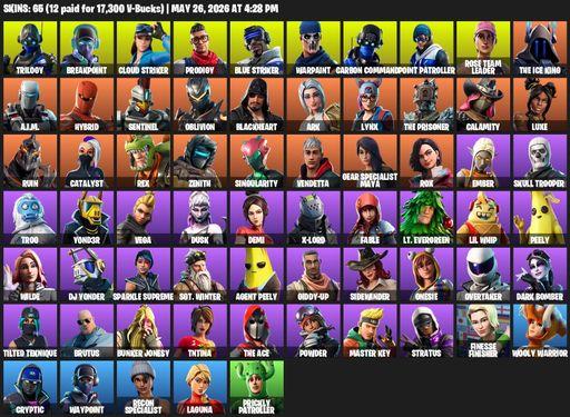 [PC/XBOX] | 65 skins | OG STW | Trilogy | Breakpoint | Cloud Striker | Prodigy | Blue Striker | Warpaint | Carbon Commando | Point Patroller | Full Access