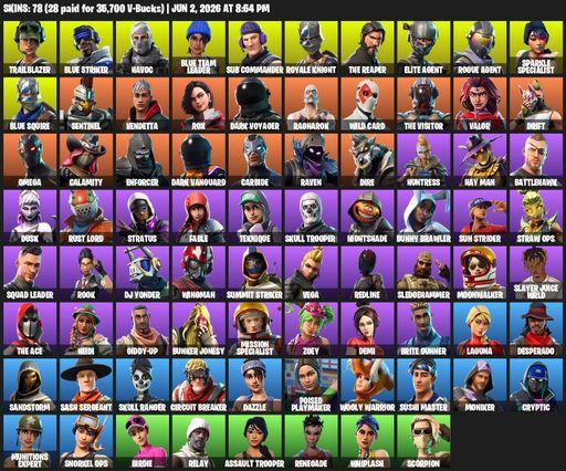 [PC/XBOX] | 78 skins | Floss | Take The L | Sparkle Specialist | Royale Knight | The Reaper | Elite Agent | Blue Squire | Omega | Trailblazer | Full Access