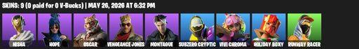 [PC/PSN/XBOX] | 9 skins | Nisha | Hope | Oscar | Vengeance Jones | Montague | Subzero Cryptic | Vivi Chroma | Holiday Boxy | Runway Racer | Full Access