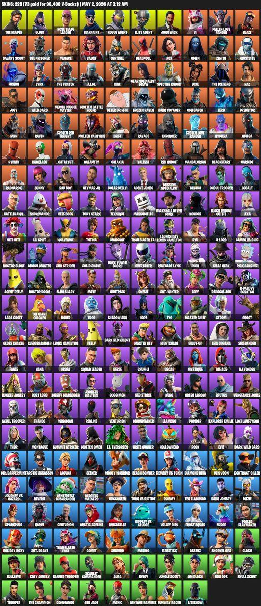 [PC/PSN] | 228 skins | Merry Mint Axe | Leviathan Axe | Take The L | OG STW | The Reaper | Elite Agent | Omega | Lara Croft | Glow | Rose Team Leader | Full Access