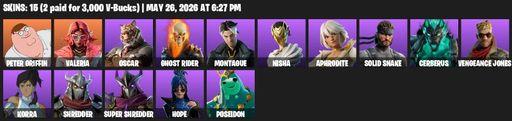 [PC/PSN] | 15 skins | Peter Griffin | Valeria | Oscar | Ghost Rider | Montague | Nisha | Aphrodite | Solid Snake | Cerberus | Vengeance Jones | Korra | Full Access