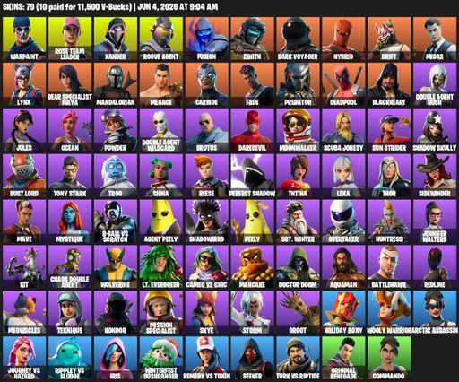 [PC/PSN/XBOX] | 79 skins | Take The L | OG STW | Warpaint | Rose Team Leader | Xander | Rogue Agent | Fusion | Zenith | Dark Voyager | Hybrid | Drift | Full Access