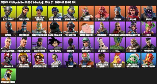 [PC] | 41 skins | Take The L | The Reaper | Elite Agent | Omega | Blue Team Leader | Blue Striker | Rogue Agent | Drift | Valeria | Carbide | Valor | Full Access