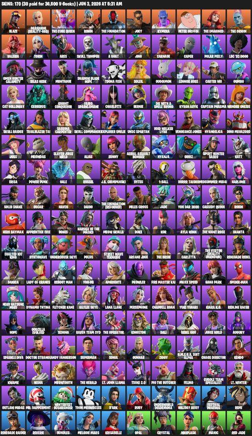 [PC/PSN/XBOX] | 170 skins | Renegade Raider | Blaze | Paradigm (Reality-659) | The Cube Queen | Ronin | The Foundation | Joey | Kymera | Peter Griffin | Full Access