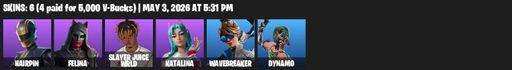 [PC/PSN/XBOX] | 6 skins | Hairpin | Felina | Slayer Juice WRLD | Katalina | Wavebreaker | Dynamo | Swell Striker | 999 Knives | Gilded Pinscher | Full Access