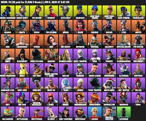 [PC/XBOX] | 79 skins | 1950 V-bucks | Take The L | OG STW | The Reaper | Elite Agent | Omega | Carbon Commando | Rogue Agent | Prodigy | Warpaint | Full Access