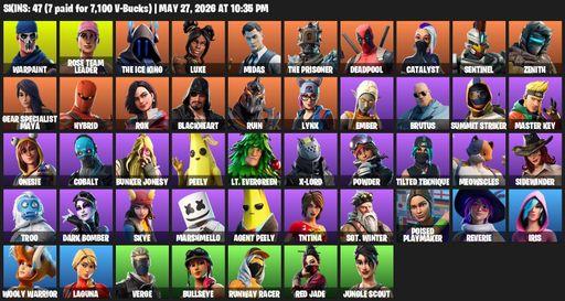 [PC/XBOX] | 47 skins | 550 V-bucks | OG STW | Warpaint | Rose Team Leader | The Ice King | Luxe | Midas | The Prisoner | Deadpool | Catalyst | Full Access