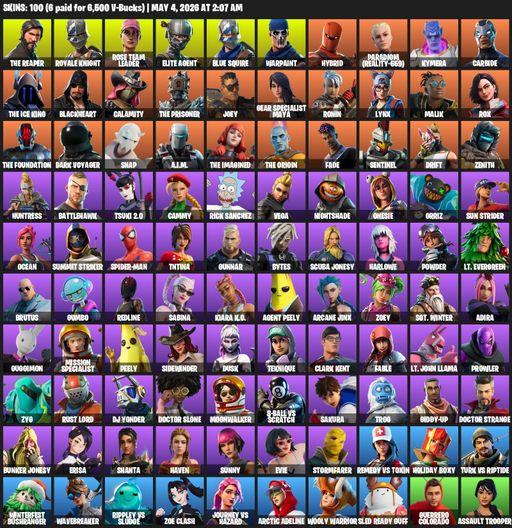 [PC/PSN/XBOX] | 100 skins | Take The L | OG STW | Royale Knight | The Reaper | Elite Agent | Blue Squire | Rose Team Leader | Warpaint | Hybrid | Full Access