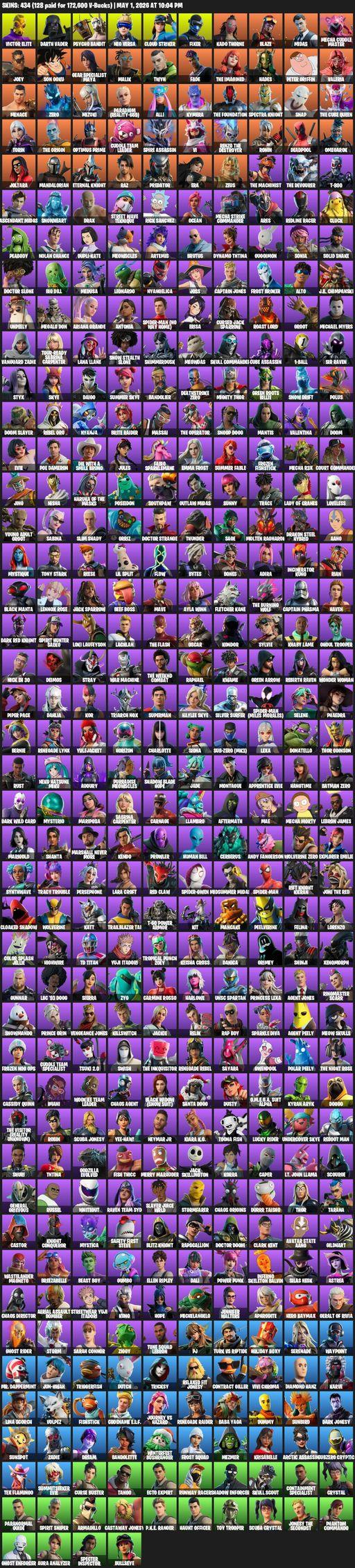 [PC/PSN/XBOX] | 434 skins | Renegade Raider | Lara Croft | Victor Elite | Darth Vader | Psycho Bandit | Neo Versa | Cloud Striker | Fixer | Full Access