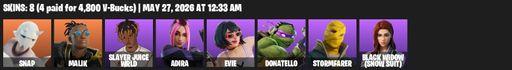 [PC/PSN] | 8 skins | Snap | Malik | Slayer Juice WRLD | Adira | Evie | Donatello | Stormfarer | Black Widow (Snow Suit) | Dragon Rune Lance | Full Access