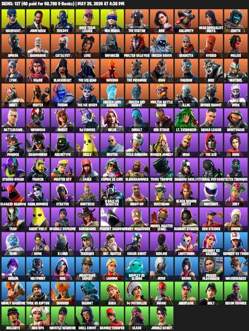 [PC/XBOX] | 127 skins | OG STW | Omega | Reaper Axe | Warpaint | John Wick | Trilogy | Rose Team Leader | Neo Versa | The Visitor | Rox | Calamity | Full Access