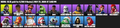 [PC/PSN/XBOX] | 18 skins | Xander | Slayer Juice WRLD | The Machinist | Peabody | Rust | Clone Trooper | Trailblazer Tai | Felina | Explorer Emilie | Full Access
