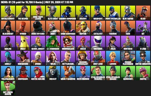 [PC/PSN] | 51 skins | Floss | Take The L | OG STW | Royale Knight | The Reaper | Elite Agent | Blue Squire | Rose Team Leader | Carbon Commando | Full Access