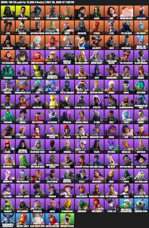 [PC/XBOX] | 145 skins | Darth Vader | John Wick | Zenith | The Prisoner | Zeus | Era | Hades | Rox | Peter Griffin | Catalyst | Luxe | Sentinel | Full Access