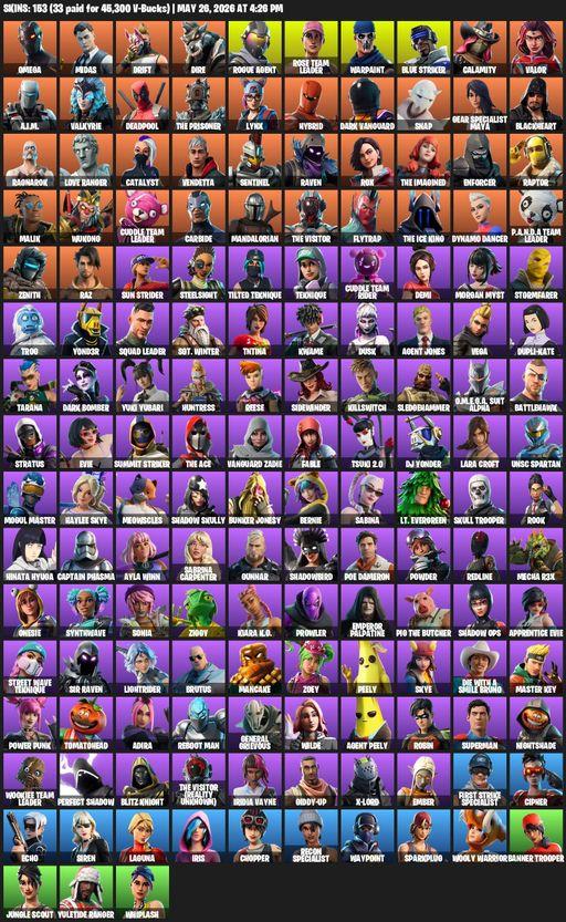 [PC/PSN/XBOX] | 153 skins | OG STW | Omega | Lara Croft | Midas | Drift | Dire | Rogue Agent | Rose Team Leader | Warpaint | Blue Striker | Calamity | Full Access