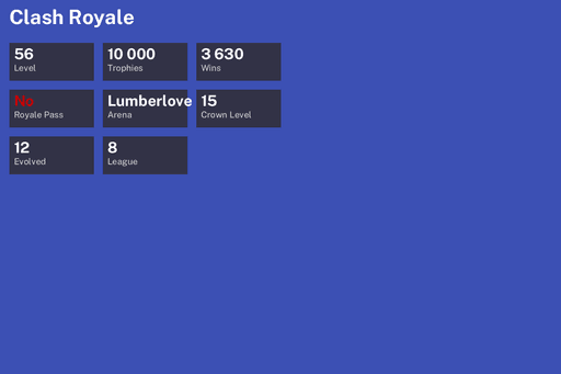 [KT15] | Level 56 | 10000 Trophies | Lumberlove Cabin | 3630 Wins | 12 Evol. | BS Lv.248 | CoC TH8 | Full Access