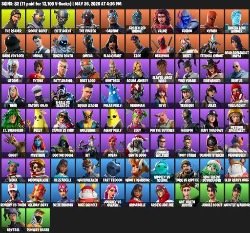 [PC/XBOX] | 82 skins | Take The L | The Reaper | Elite Agent | Omega | Mako | Reaper Axe | Rogue Agent | The Visitor | Carbide | Frozen Red Knight | Full Access
