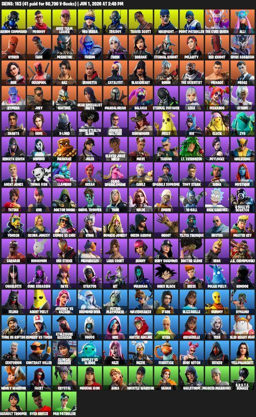 [PC] | 153 skins | 700 V-bucks | Leviathan Axe | OG STW | Travis Scott | Lara Croft | Carbon Commando | Prodigy | Rose Team Leader | Neo Versa | Full Access