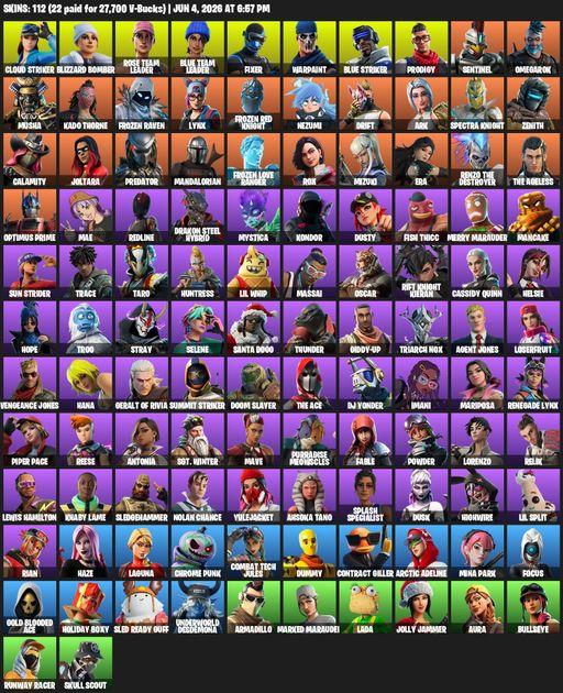[PC/PSN/XBOX] | 112 skins | OG STW | Cloud Striker | Blizzard Bomber | Rose Team Leader | Blue Team Leader | Fixer | Warpaint | Blue Striker | Prodigy | Full Access