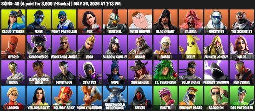 [PC/XBOX] | 40 skins | Cloud Striker | Fixer | Point Patroller | Rox | Sentinel | Peter Griffin | Blackheart | Valeria | Frostbite | The Scientist | Full Access