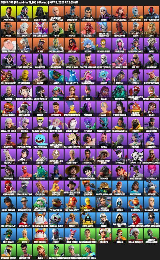 [PC/PSN/XBOX] | 156 skins | Reaper Axe | John Wick | Xander | Darth Vader | Paradigm (Reality-659) | Omegarok | The Ageless | Torin | The Imagined | Full Access