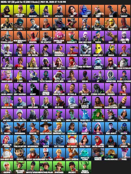 [PC/XBOX] | 127 skins | Merry Mint Axe | OG STW | IKONIK | Lara Croft | Rose Team Leader | Warpaint | Glow | Catalyst | Rox | Fusion | Drift | Fade | Full Access