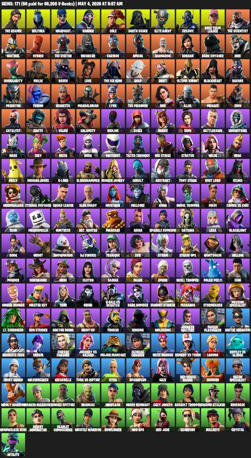 [PC/PSN/XBOX] | 171 skins | 1350 V-bucks | Take The L | OG STW | The Reaper | Elite Agent | Omega | Sultura | Warpaint | Xander | Cole | Darth Vader | Full Access