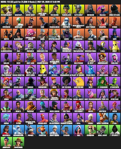 [PC/XBOX] | 112 skins | Take The L | OG STW | The Reaper | Elite Agent | Psycho Bandit | Warpaint | Rogue Agent | Rose Team Leader | Trailblazer | Full Access