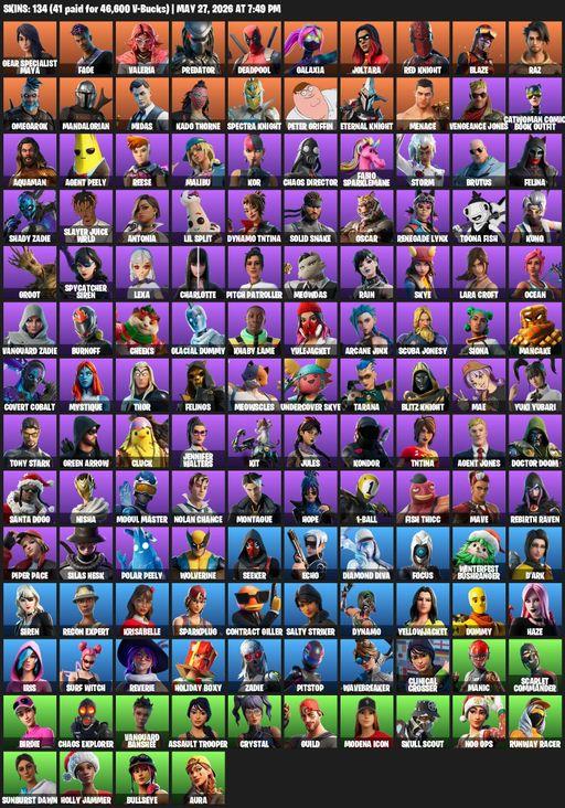 [PC/XBOX] | 134 skins | Leviathan Axe | Lara Croft | Gear Specialist Maya | Fade | Valeria | Predator | Deadpool | Galaxia | Joltara | Red Knight | Full Access