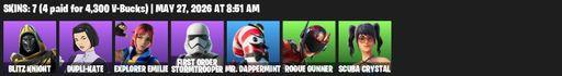 [PC/XBOX] | 7 skins | Blitz Knight | Dupli-Kate | Explorer Emilie | First Order Stormtrooper | Mr. Dappermint | Rogue Gunner | Scuba Crystal | Full Access