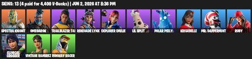 [PC/PSN/XBOX] | 13 skins | Spectra Knight | Omegarok | Trailblazer Tai | Renegade Lynx | Explorer Emilie | Lil Split | Polar Peely | Krisabelle | Full Access