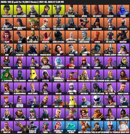[PC/PSN] | 100 skins | Take The L | The Reaper | Elite Agent | Omega | Lara Croft | Trailblazer | Sub Commander | Havoc | Sentinel | Red Knight | Full Access