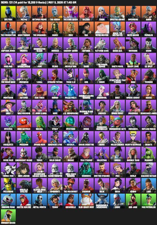 [PC/XBOX] | 131 skins | Sultura | Mizuki | Optimus Prime | The Origin | The Cube Queen | Valeria | Torin | Spectra Knight | Omegarok | Ronin | Full Access