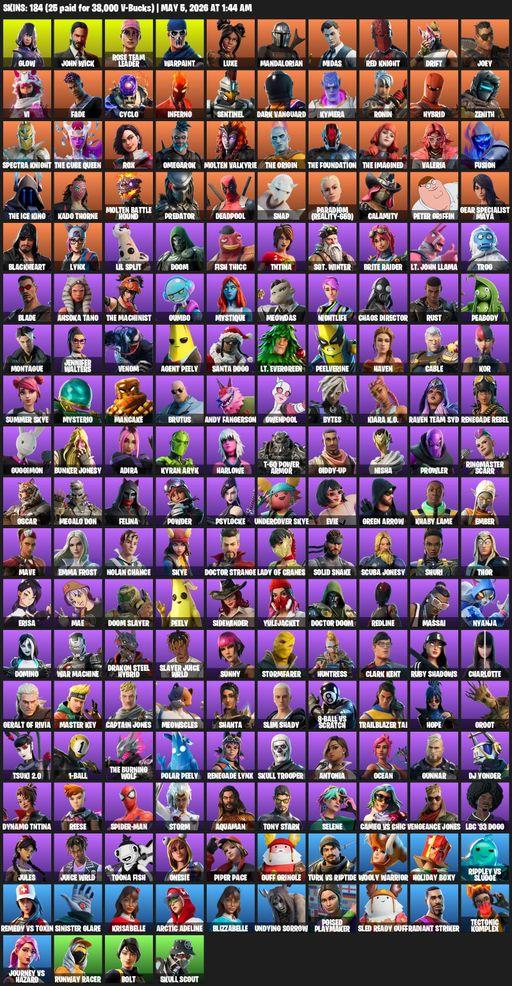 [PC/PSN/XBOX] | 184 skins | OG STW | Glow | John Wick | Rose Team Leader | Warpaint | Luxe | Mandalorian | Midas | Red Knight | Drift | Joey | Vi | Full Access