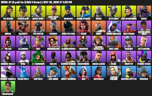 [PC/XBOX] | 51 skins | Take The L | OG STW | The Reaper | Elite Agent | Omega | Trailblazer | Rogue Agent | Rose Team Leader | Warpaint | Full Access