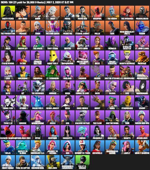 [PC/PSN/XBOX] | 106 skins | Leviathan Axe | Darth Vader | Son Goku | Ronin | Snap | Midas | Midas Rex | Deadpool | The Origin | The Imagined | Full Access